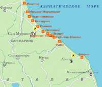 Карта курортов Адриатической Ривьеры